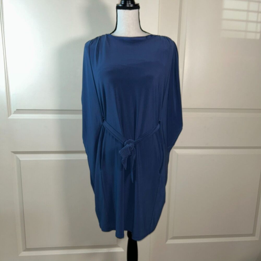 🟢 Betsey Johnson Navy Blue Dress Women’s Size 6 Belted Knee Length Cocktail